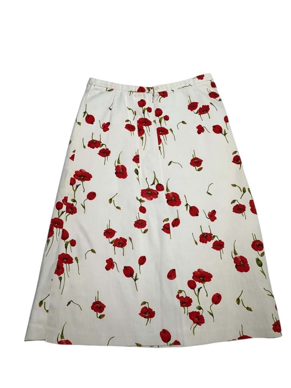 Collin Creek Red Poppy Floral Print Cotton Skirt made in the ISA